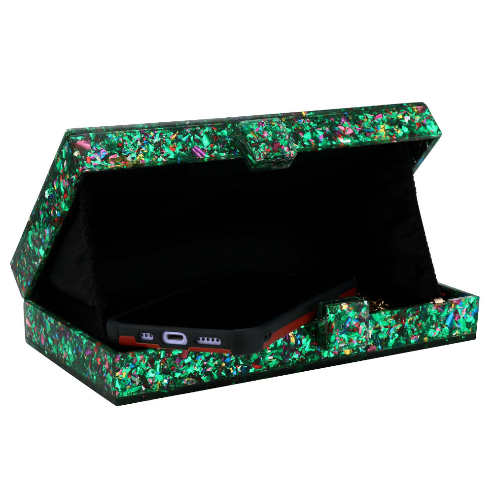 Women Acrylic Handbags Rectangle Multicolor Geometric Trend Designed Bags Chain Crossbody Bag Evening Banquet Party Clutch Bag