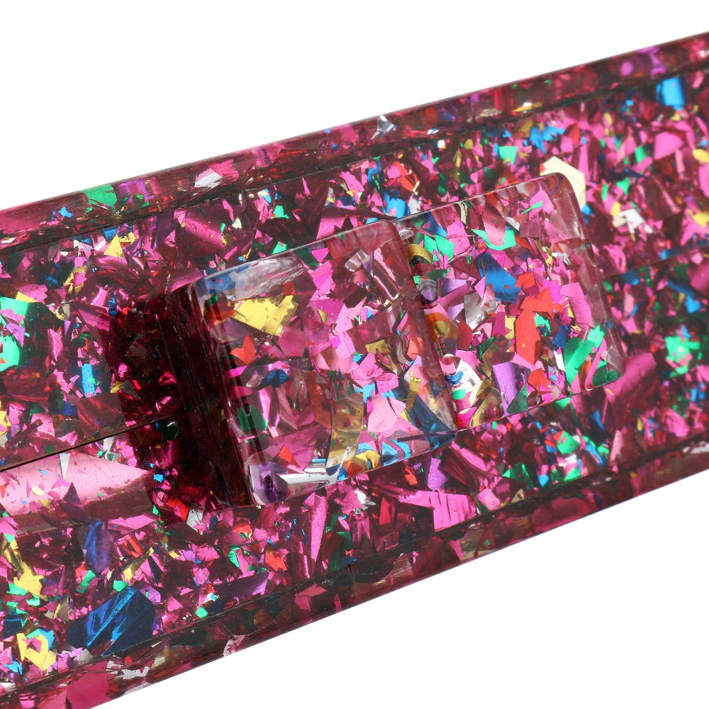 Women Acrylic Handbags Rectangle Multicolor Geometric Trend Designed Bags Chain Crossbody Bag Evening Banquet Party Clutch Bag