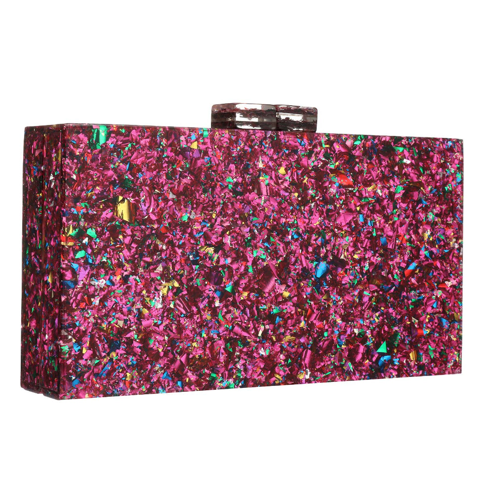 Women Acrylic Handbags Rectangle Multicolor Geometric Trend Designed Bags Chain Crossbody Bag Evening Banquet Party Clutch Bag