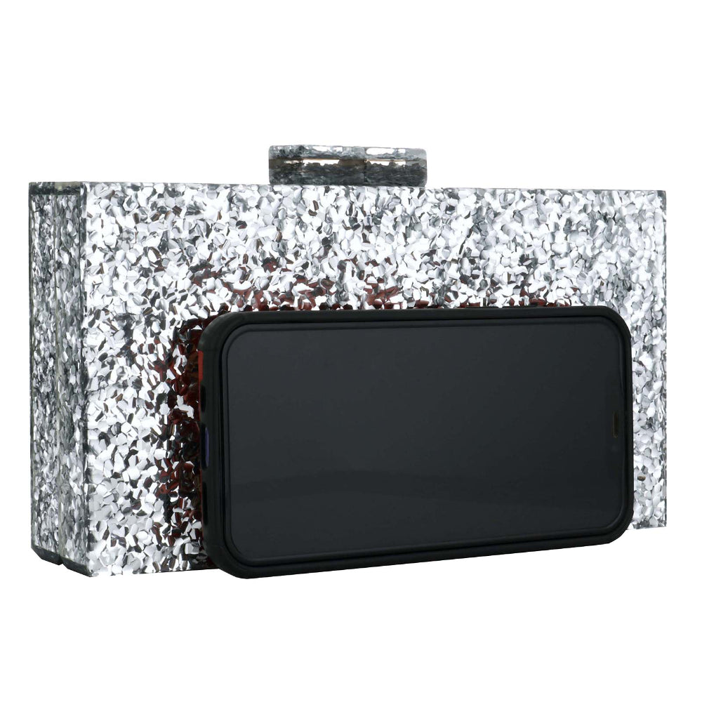 Women Acrylic Handbags Rectangle Multicolor Geometric Trend Designed Bags Chain Crossbody Bag Evening Banquet Party Clutch Bag