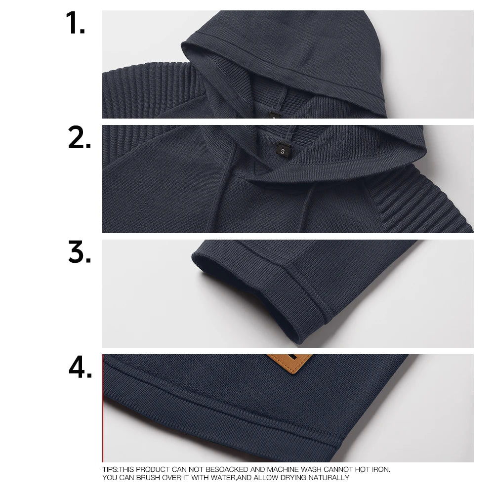 Men's Sweatshirt Spring Casual Knit Pullover Sweater Hoodies Drawstring Hooded Pullover Comfortable Clothing Us Size