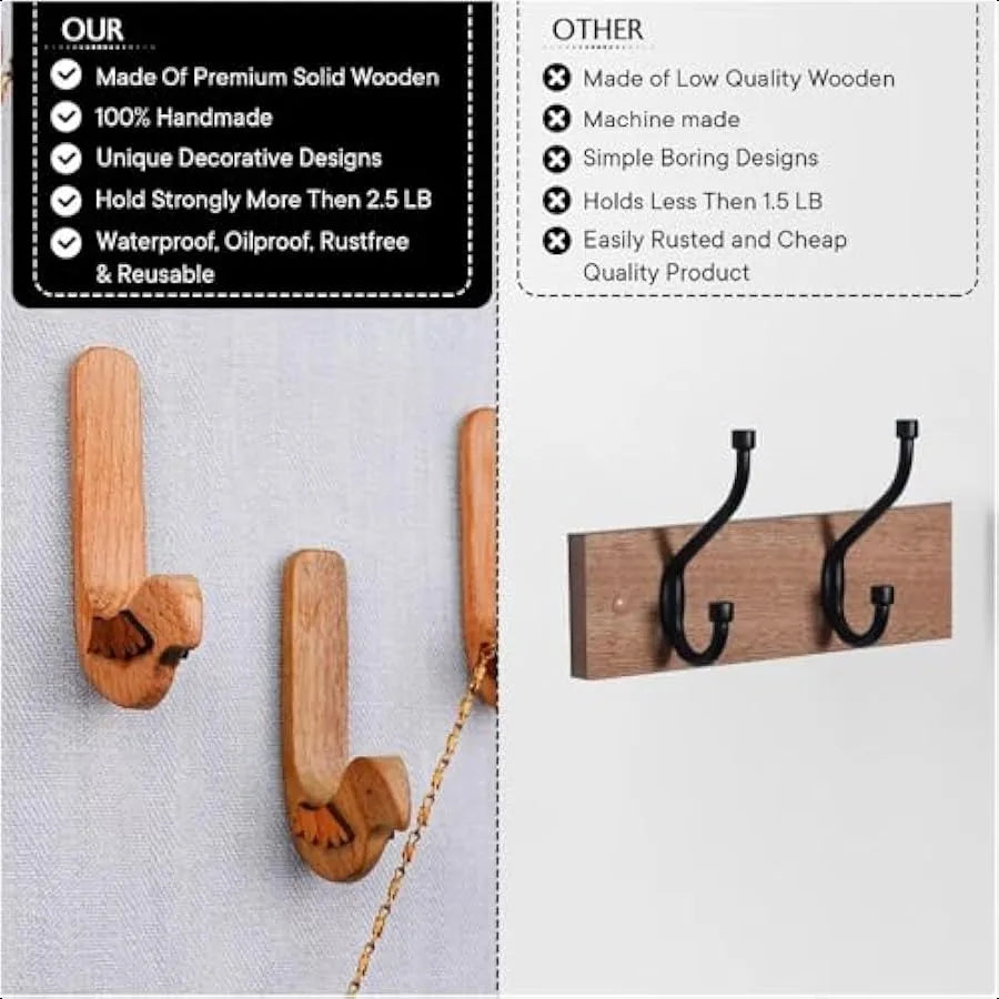 3 Hook 6 Strips Cute Bird Decorative Adhesive Wall Hooks for Hanging Unique No Damage Wood Wall Hooks