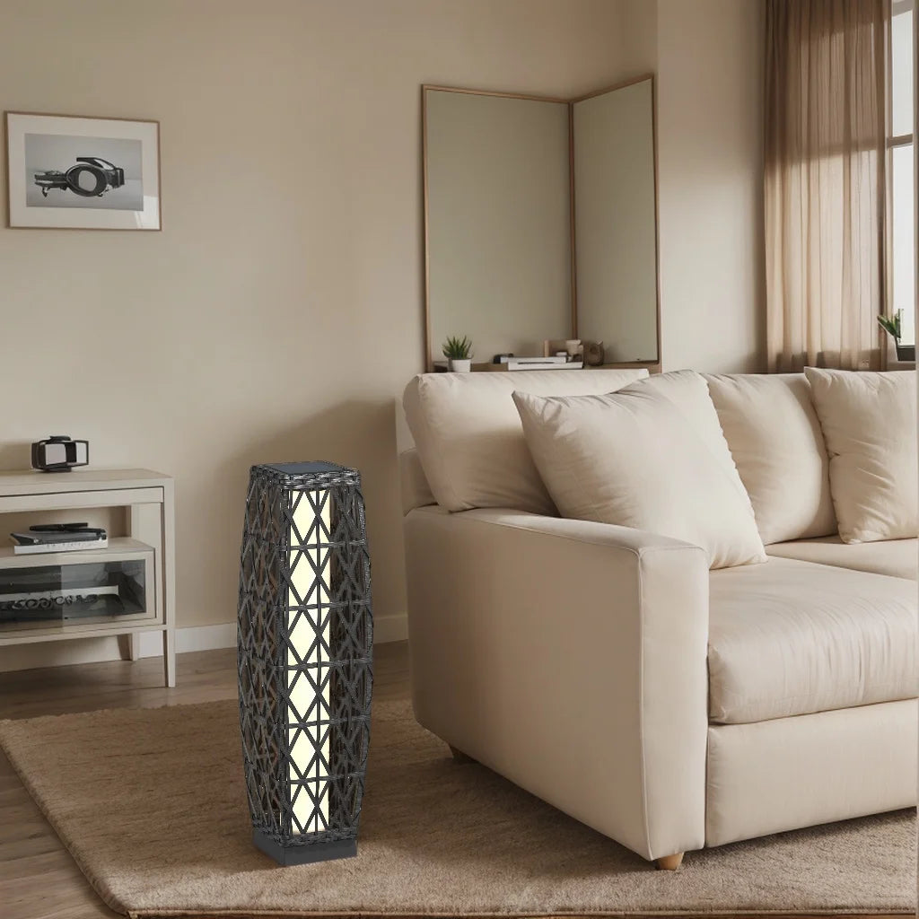 Cindy Solar Floor Lamp ,Outdoor Wicker Lantern Decoration Light for Patio Deck Garden Lawn Porch And Festival Celebration