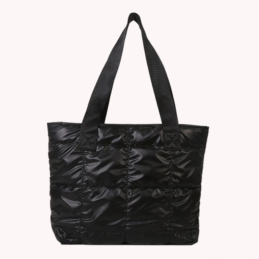 Fashion Shoulder Bag Large Capacity Cotton Padded Women Tote Bag Rhombus Ladies Tote Handbags Quilted Solid for Leisure Travel