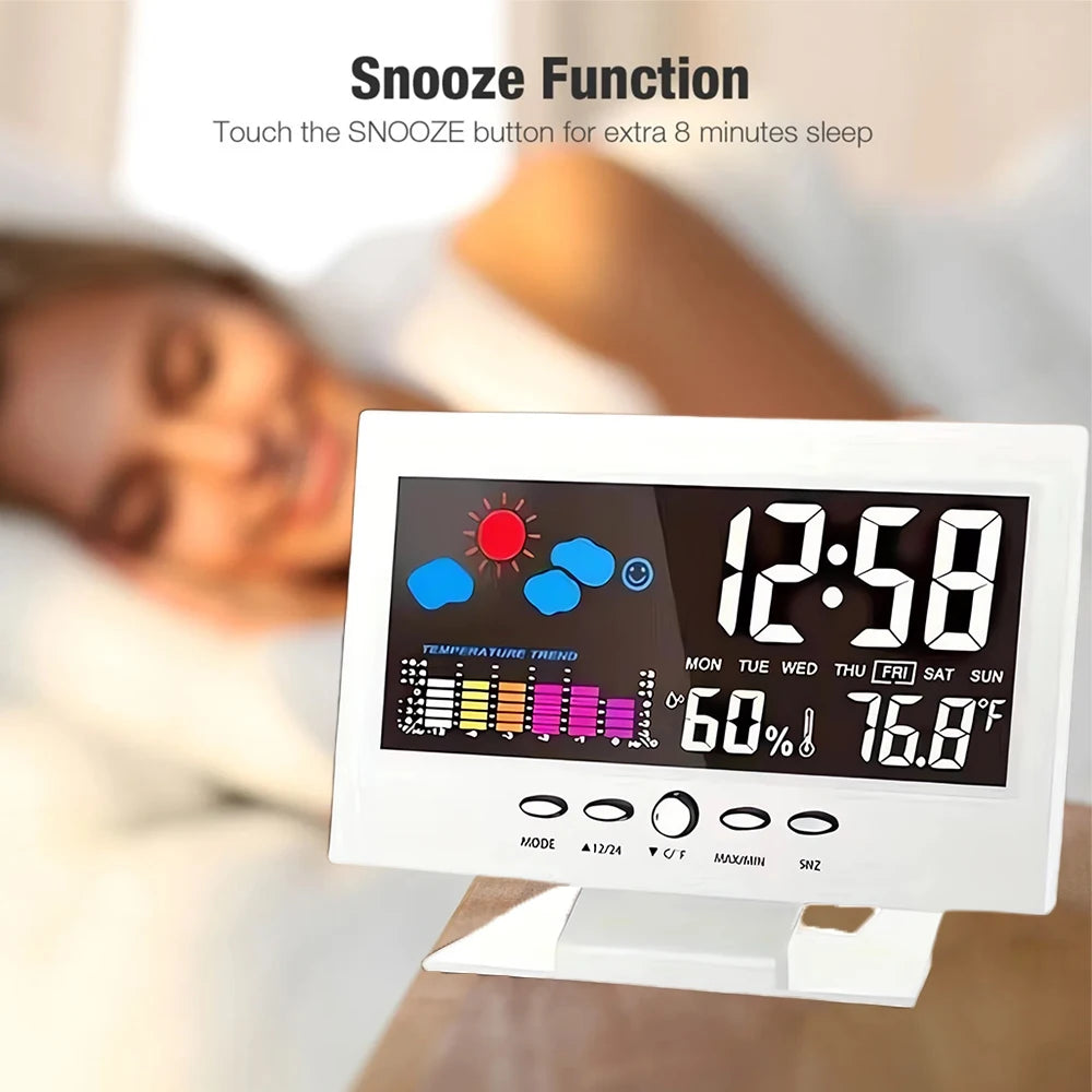 【2025 Upgraded】Digital Weather Station Thermometer Hygrometer Clock - Temp Humidity Monitor Calendar Trend Alarm Comfort Level |