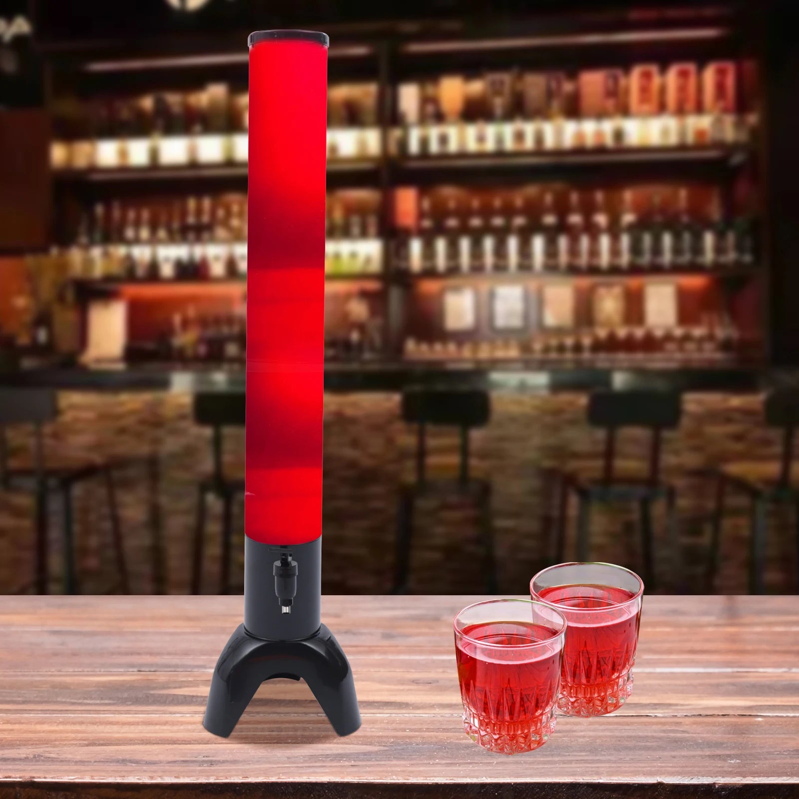 100 oz Beer Tower Dispenser 3L, Clear Beverage Tower Dispenser with Ice Tube, Tabletop Drink Tower for Margarita, Liquor