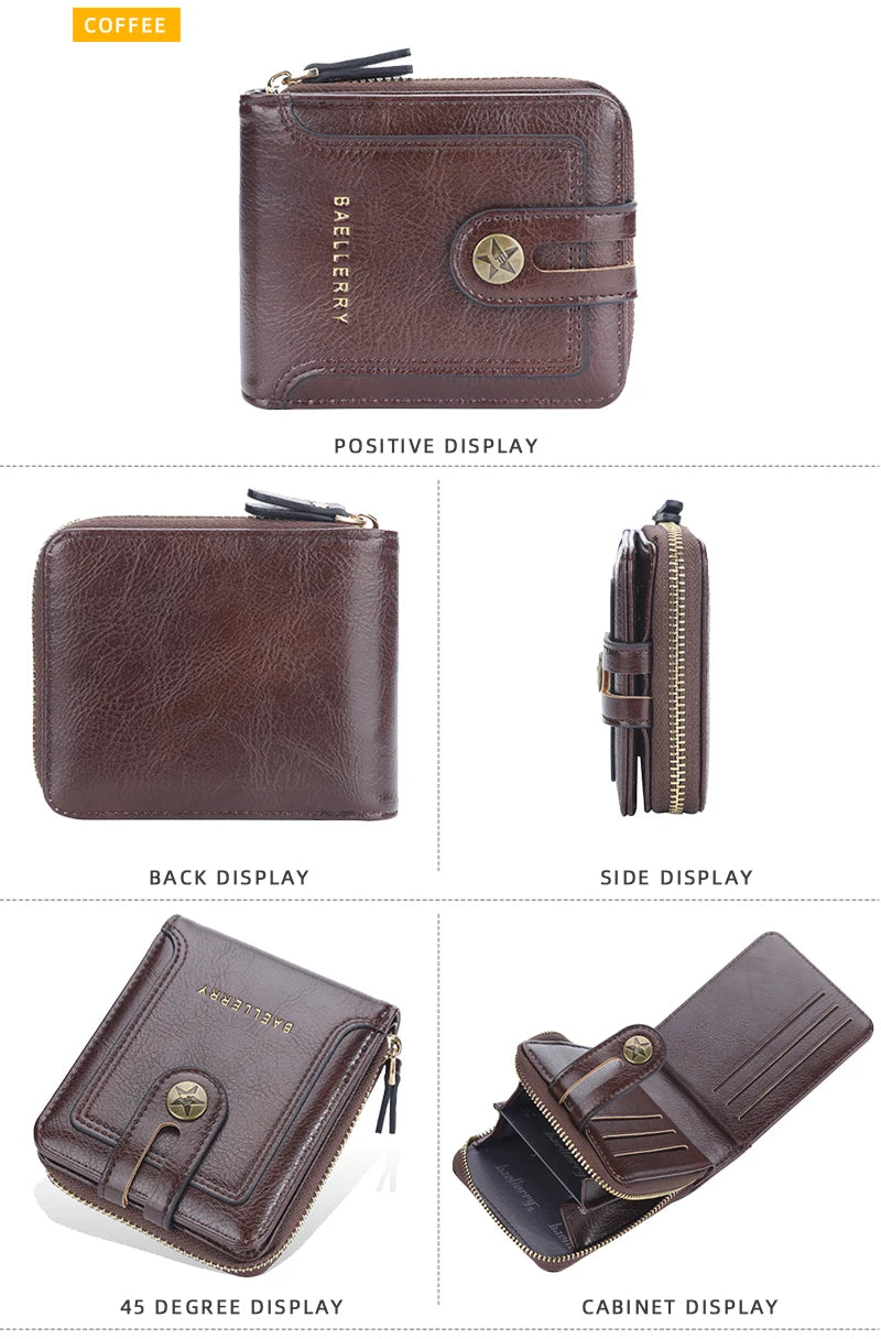 Short Vintage Small Wallet for Men Designer High Quality PU Leather with Coin Pocket Wallet Card Holder Pocket wallets