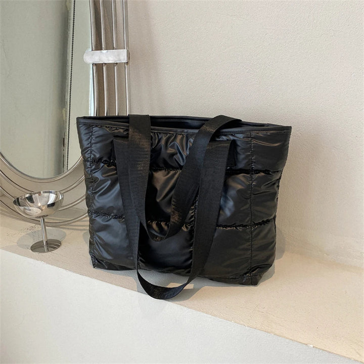 Fashion Shoulder Bag Large Capacity Cotton Padded Women Tote Bag Rhombus Ladies Tote Handbags Quilted Solid for Leisure Travel