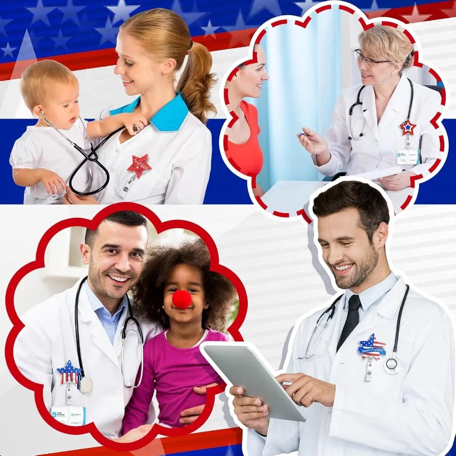 6 Pcs Holiday Badge Reels for  Retractable Badge Reels with Clip Decorative Holiday Badge Holder ID Name Badge Clips for  Docto