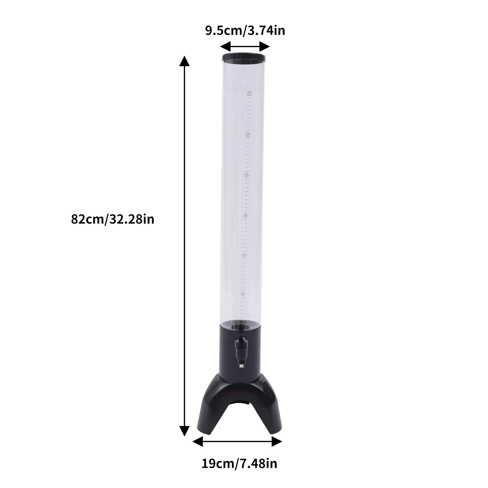 100 oz Beer Tower Dispenser 3L, Clear Beverage Tower Dispenser with Ice Tube, Tabletop Drink Tower for Margarita, Liquor