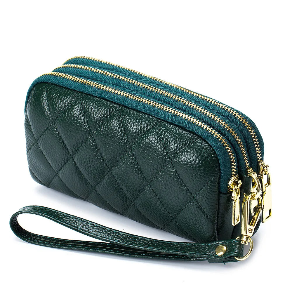 Women Long Wallet Genuine Leather Card Holder Large Capacity Zipper Coin Purse Multi Card Organizer Phone Bag Women Handbag