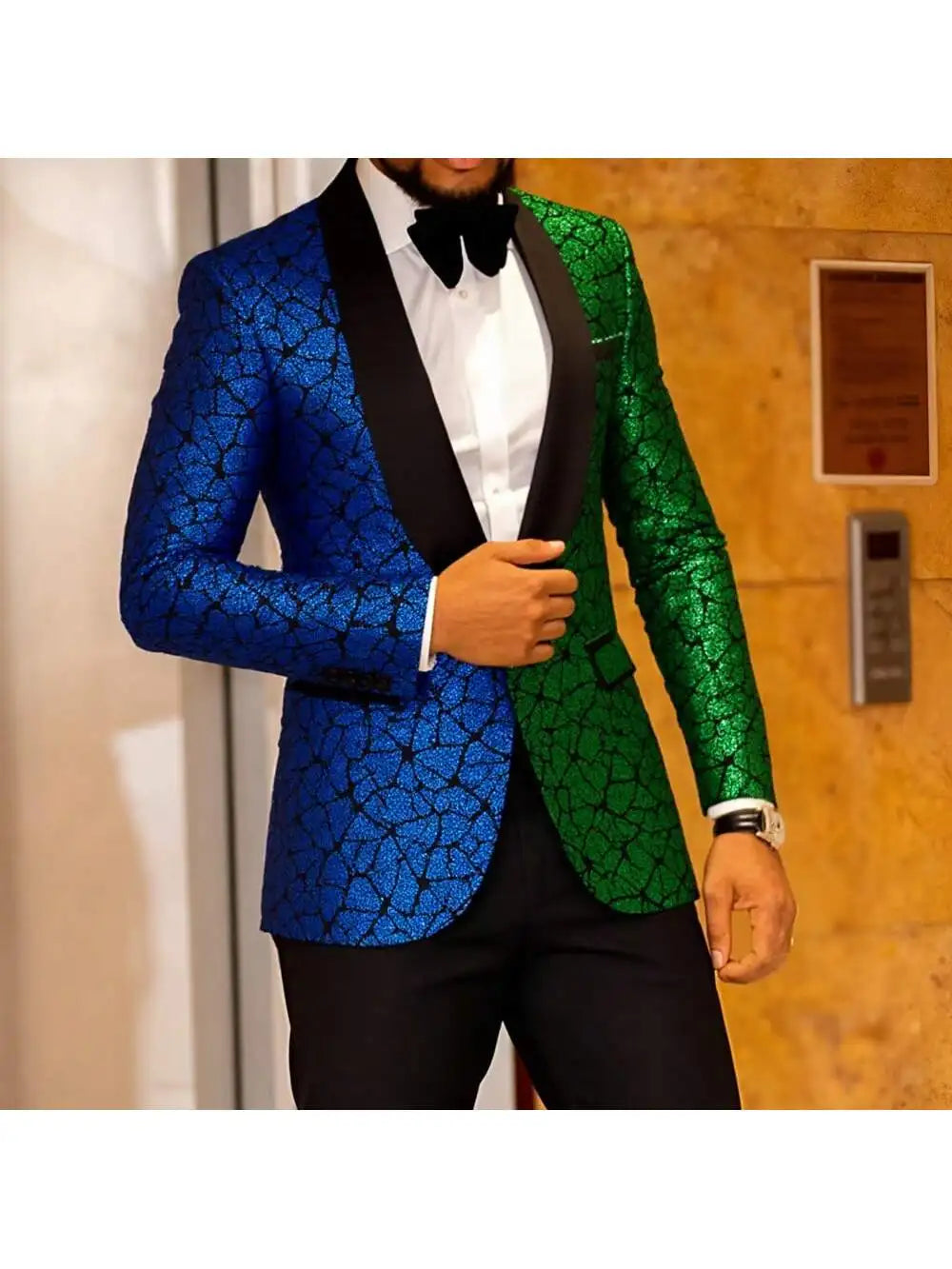 Men's Sequins Velvet Shawl Lapels Stage Party Prom Wedding Dinner Suit Jacket Blazer
