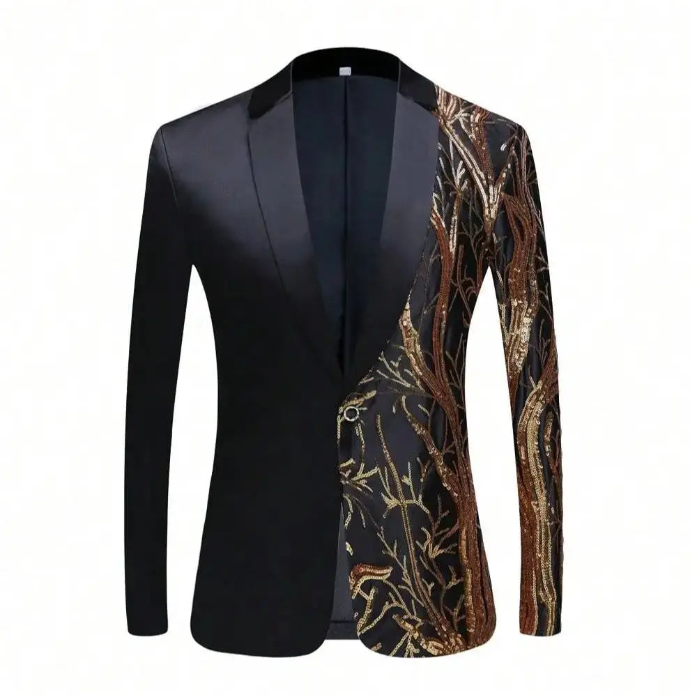 Men'S Shiny Sequins Blazer Suit Jacket Stylish Tuxedo For Party, Wedding, Banquet, Prom