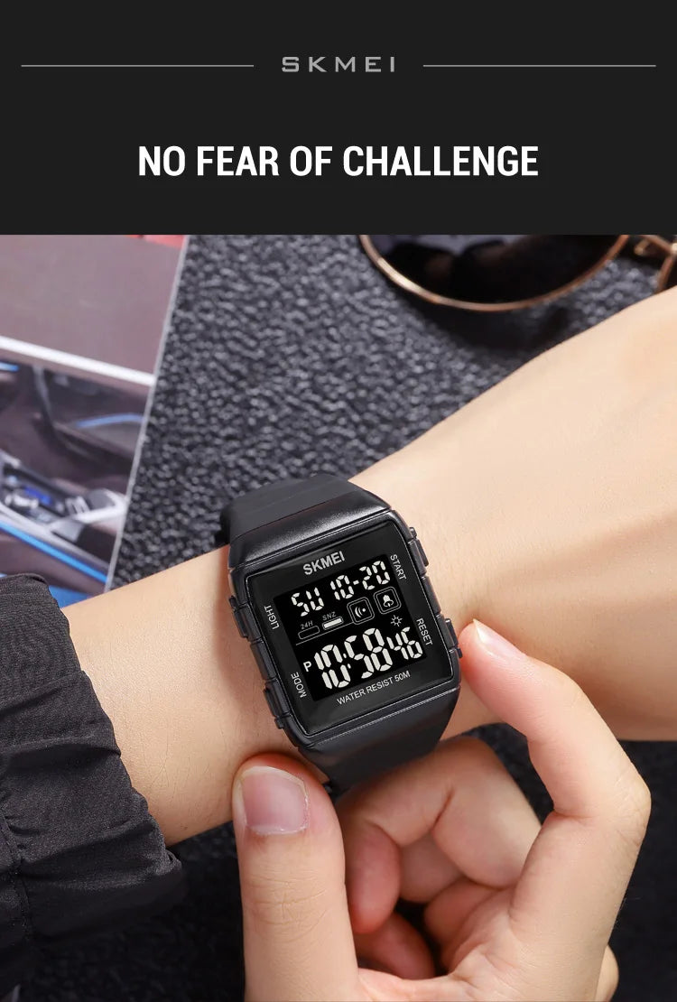 SKMEI Japan Digital movement Mens Sport Watches Military Countdown Alarm Clock 5Bar Waterproof LED Light Wristwatch reloj hombre