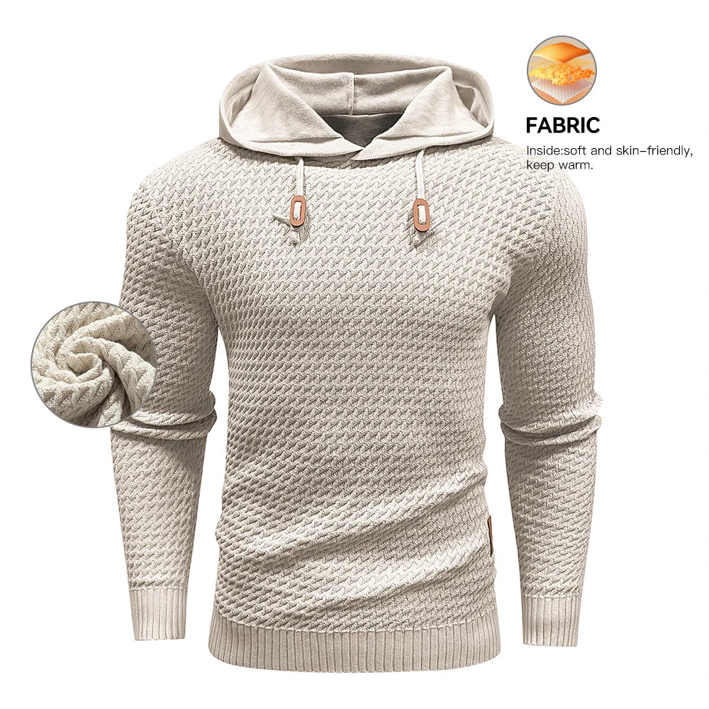 Men's Sweatshirt Spring Casual Hoodies Sweater Stylish Solid Black Long Sleeve Ribbed Knit Drawstring Tops US Size