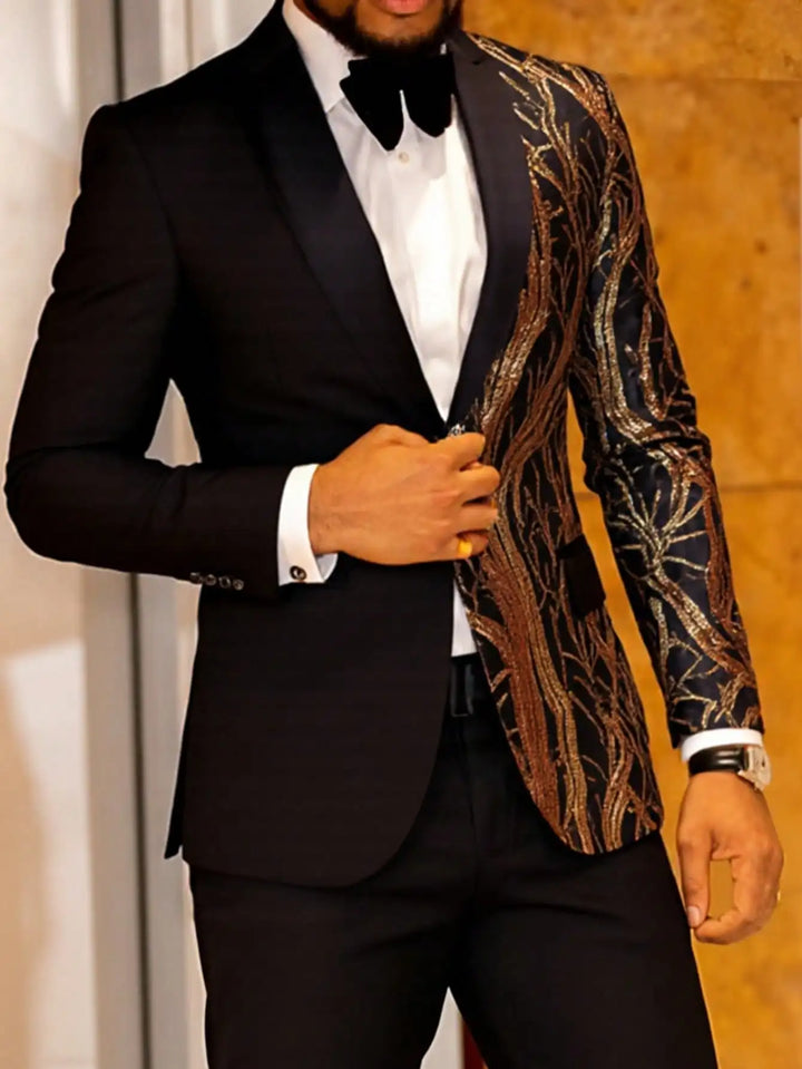 Men'S Shiny Sequins Blazer Suit Jacket Stylish Tuxedo For Party, Wedding, Banquet, Prom
