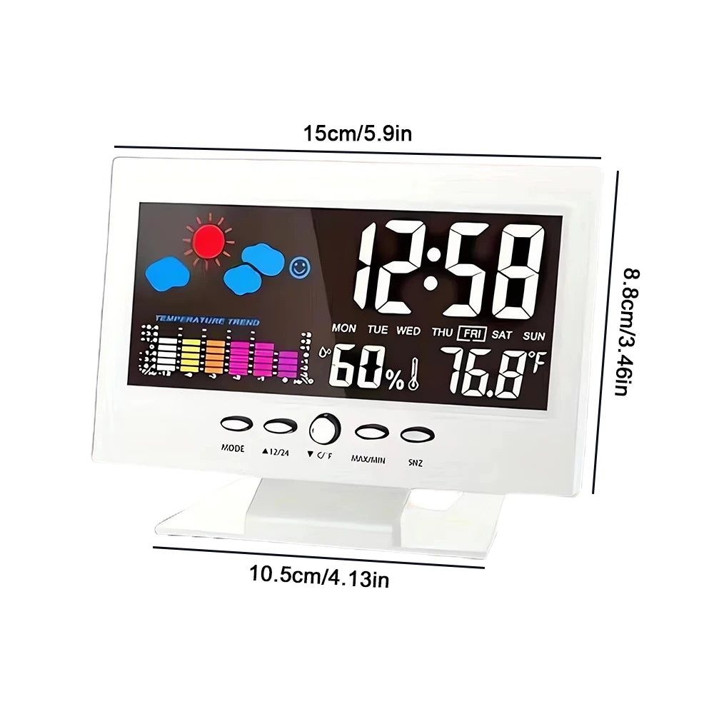 【2025 Upgraded】Digital Weather Station Thermometer Hygrometer Clock - Temp Humidity Monitor Calendar Trend Alarm Comfort Level |