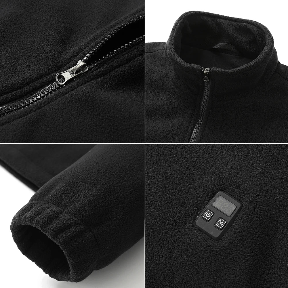 9 Heated Area Heated Jacket USB Charging Heated Zip Up Coat Waterproof Heating Jackets Coat 3 Gear Temperature for Hiking Skiing