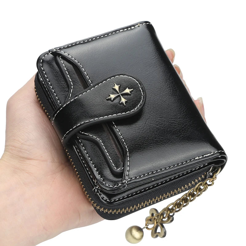 Fashion Women's Wallets Short PU Leather Credit Card Holder Bifold Female Purse Zipper Pocket Wallet Handbag Mother's Day Gifts