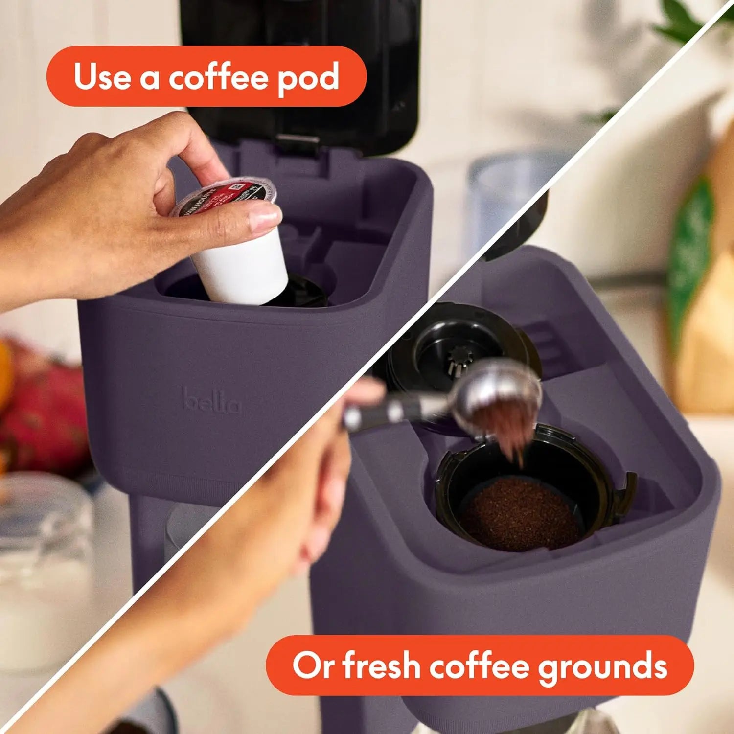 Single Serve Coffee Maker, K Cup & Coffee Ground Compatible with Removable, Adjustable Drip Tray, Auto Shutoff & Reusable Dishwa