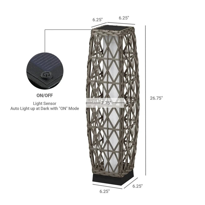 Cindy Solar Floor Lamp ,Outdoor Wicker Lantern Decoration Light for Patio Deck Garden Lawn Porch And Festival Celebration