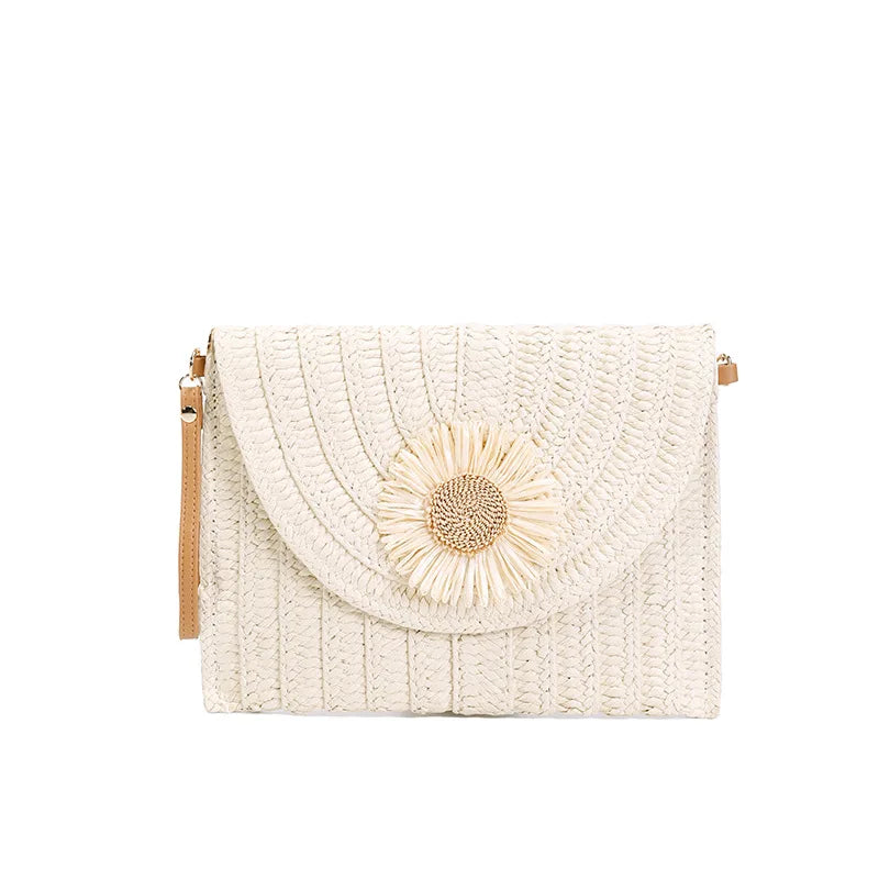 Raffia Straw Weaven Bags Fashion Ladies Wrist Clutches Summer Women Shoulder Crossbody Bags Handmade Handbags Purse Beach Bag