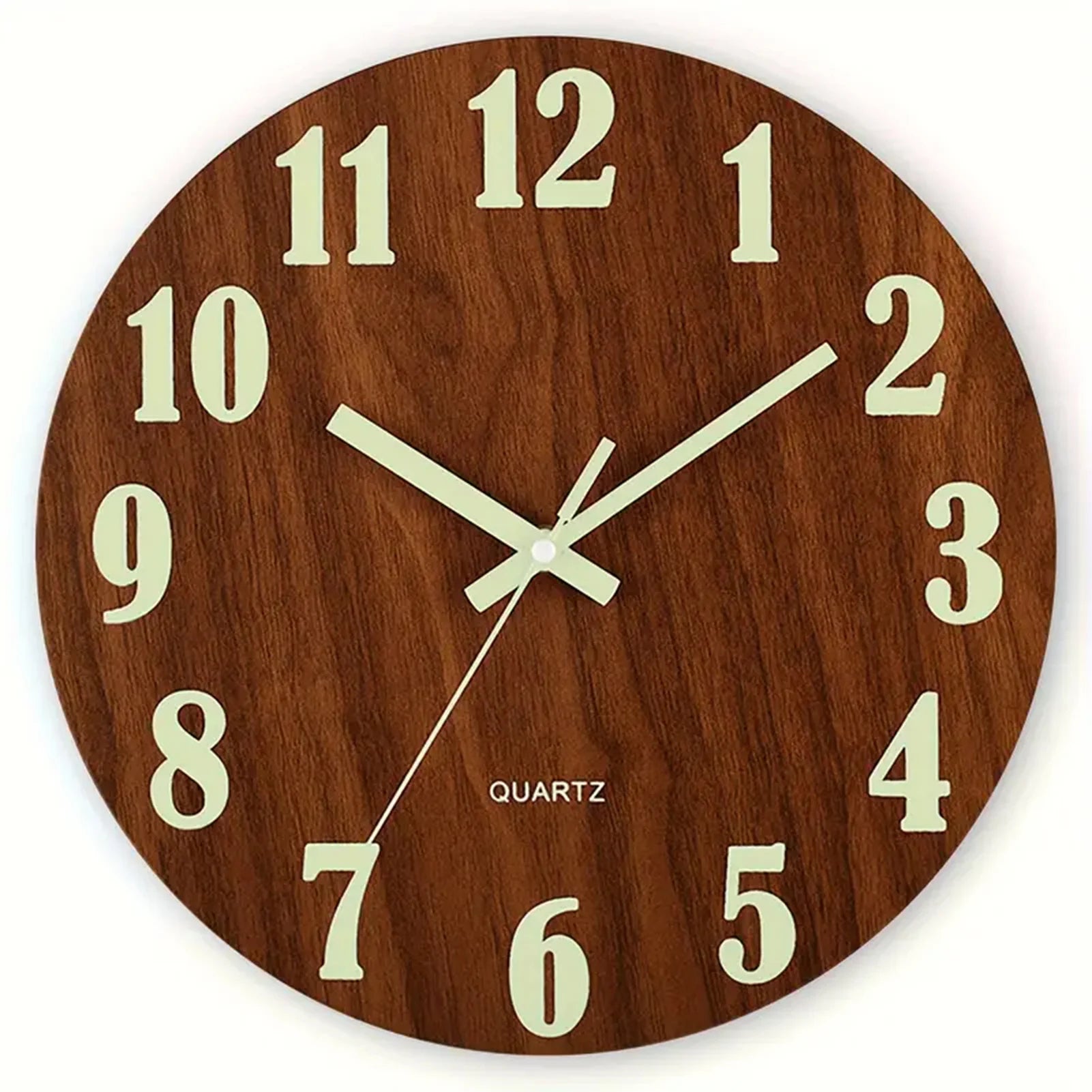 12 Inch Wooden Simple Luminous Wall Clock Silent Non Ticking Analog Clock Wall Decoration for Living Room Bedroom Office Decor
