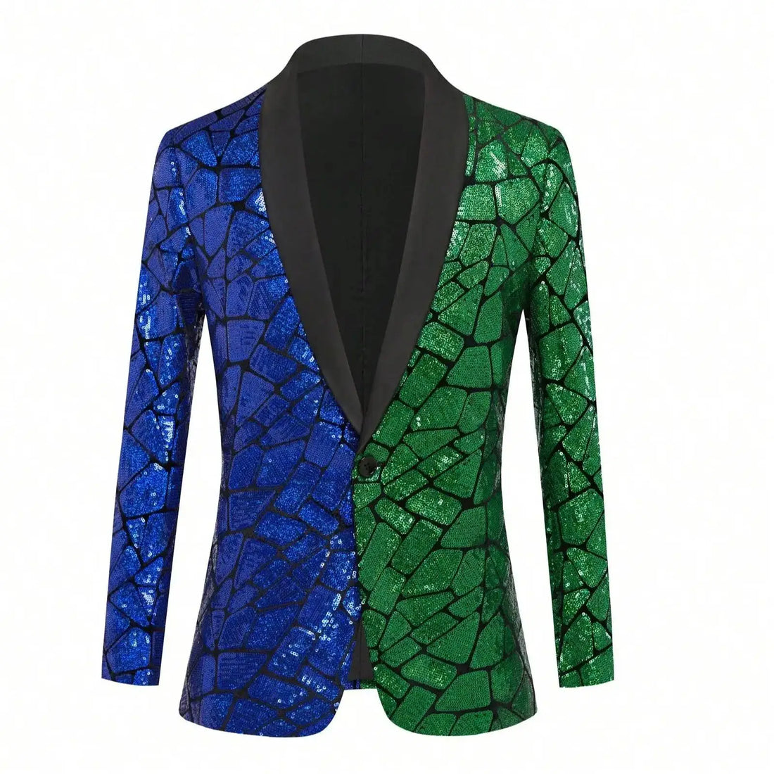 Men's Sequins Velvet Shawl Lapels Stage Party Prom Wedding Dinner Suit Jacket Blazer