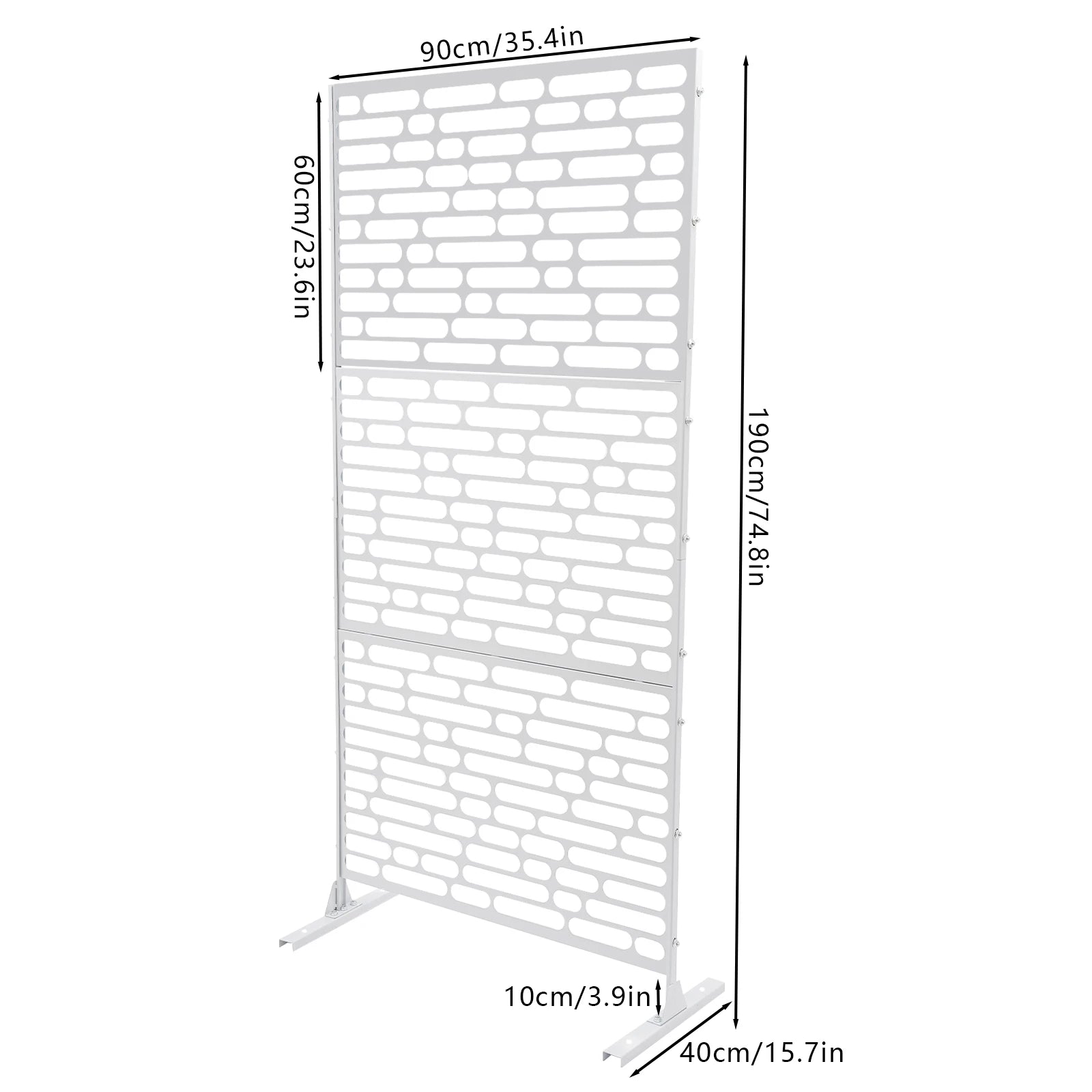 90*40*190cm Outdoor Privacy Fence Screen, White Outdoor Decorative Panels, Freestanding Privacy Screen Fence Panels