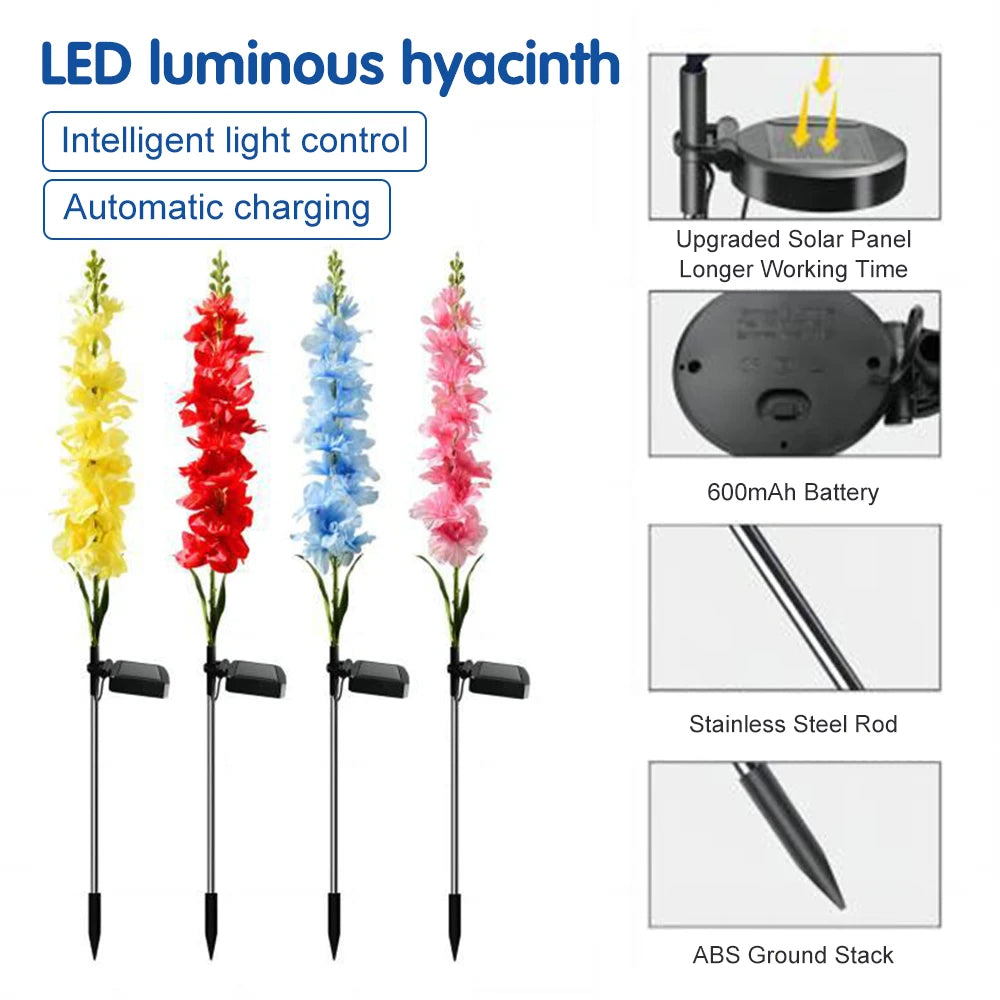 LED Luminous Hyacinth Light Automatic Lighting Solar Charging Garden Decorative Lamp Outdoor Waterproof Landscape Light
