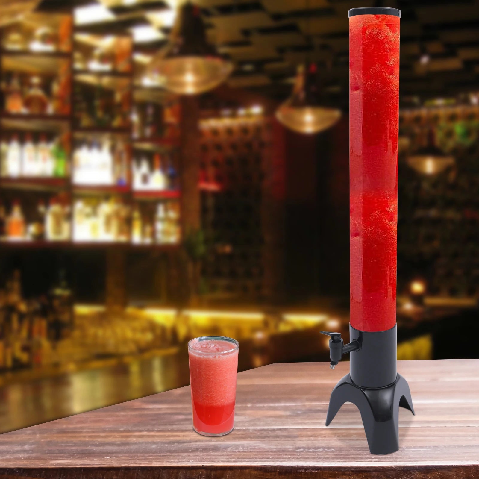 100 oz Beer Tower Dispenser 3L, Clear Beverage Tower Dispenser with Ice Tube, Tabletop Drink Tower for Margarita, Liquor