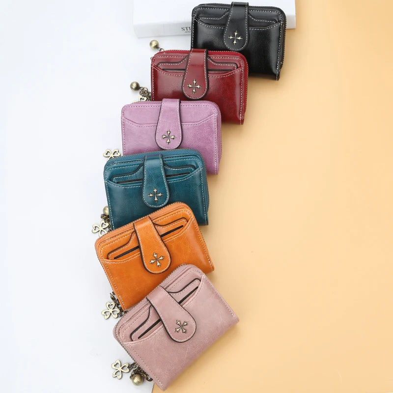 Fashion Women's Wallets Short PU Leather Credit Card Holder Bifold Female Purse Zipper Pocket Wallet Handbag Mother's Day Gifts