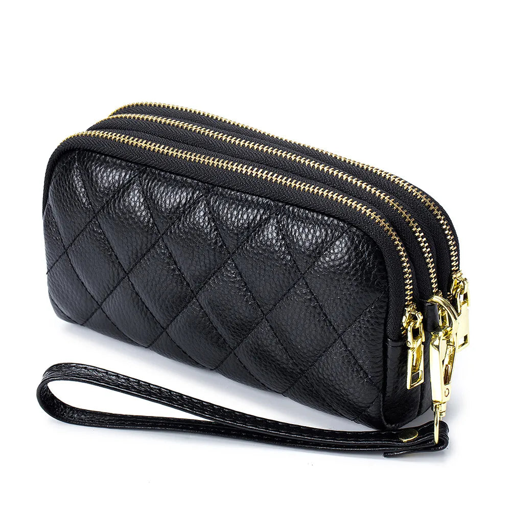 Women Long Wallet Genuine Leather Card Holder Large Capacity Zipper Coin Purse Multi Card Organizer Phone Bag Women Handbag