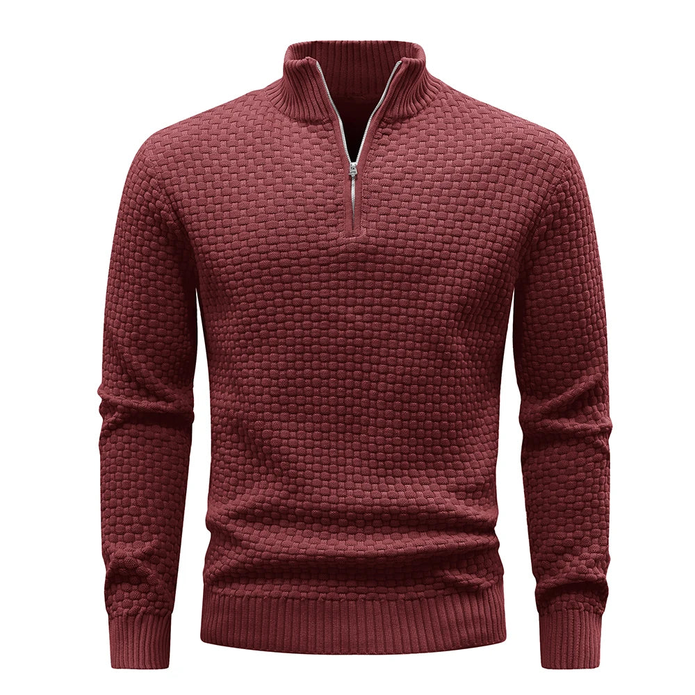 Men's Sweater Spring Outer Wear Quarter Zip Sweaters Polo Zip Pullover Cable Knit Mock Neck Turtleneck Top US Size
