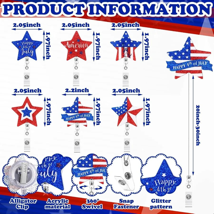 6 Pcs Holiday Badge Reels for  Retractable Badge Reels with Clip Decorative Holiday Badge Holder ID Name Badge Clips for  Docto