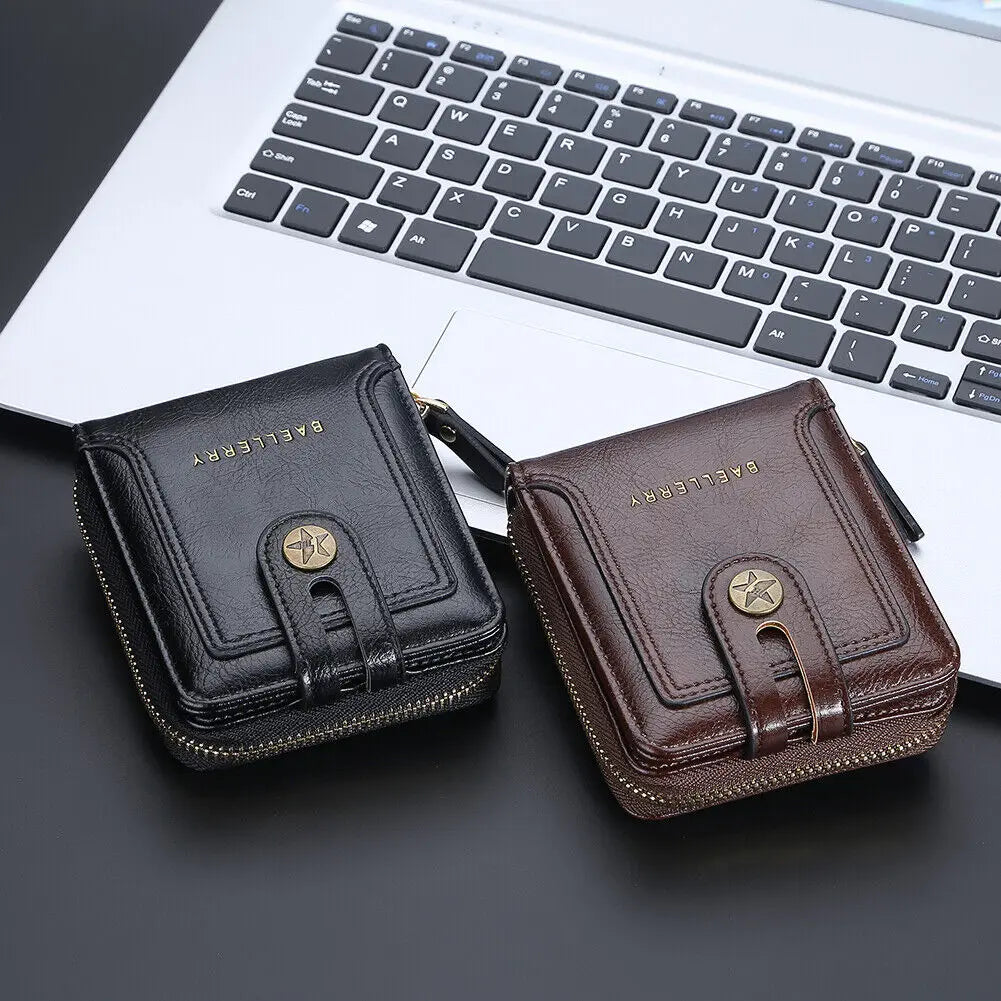 Short Vintage Small Wallet for Men Designer High Quality PU Leather with Coin Pocket Wallet Card Holder Pocket wallets