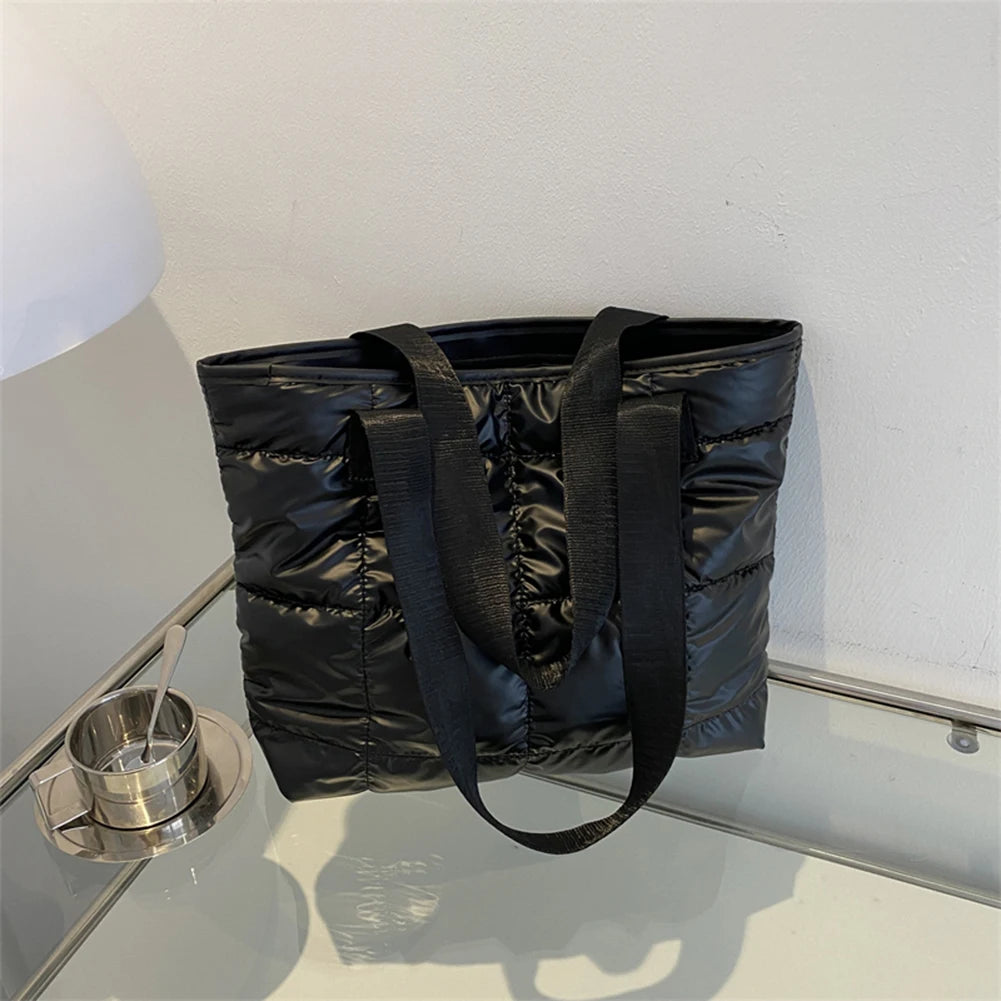 Fashion Shoulder Bag Large Capacity Cotton Padded Women Tote Bag Rhombus Ladies Tote Handbags Quilted Solid for Leisure Travel