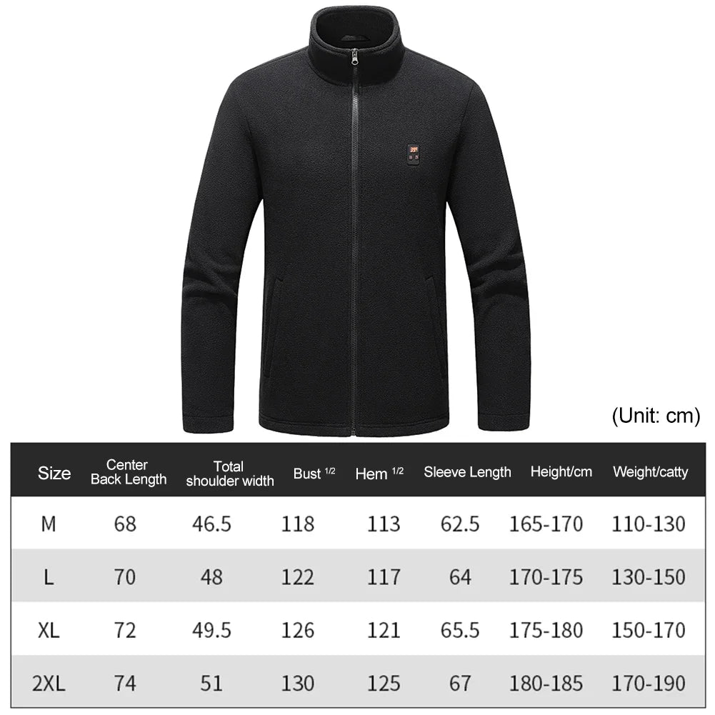 9 Heated Area Heated Jacket USB Charging Heated Zip Up Coat Waterproof Heating Jackets Coat 3 Gear Temperature for Hiking Skiing