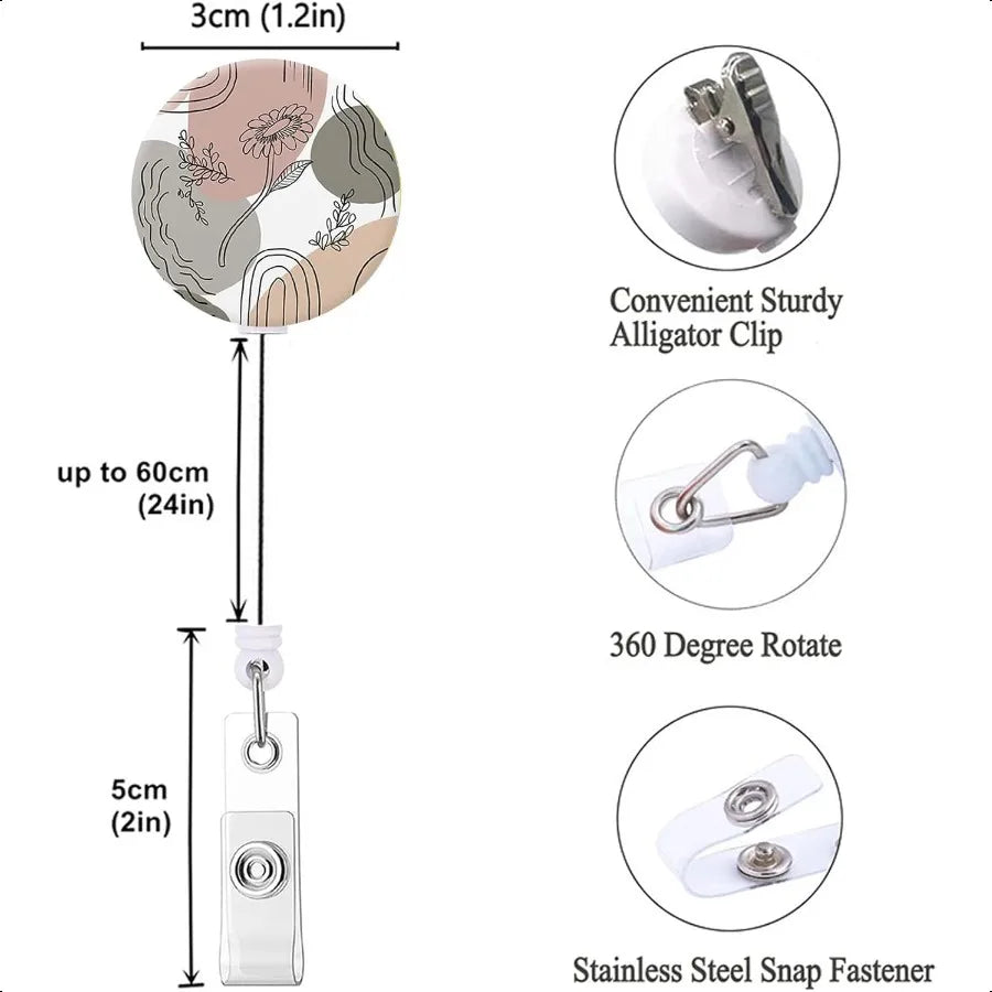 Badge Reel Retractable Cute ID Card Badge Holder with Sturdy Alligator Clip Name  Decorative Badge Reel Clip on Card Holders 3