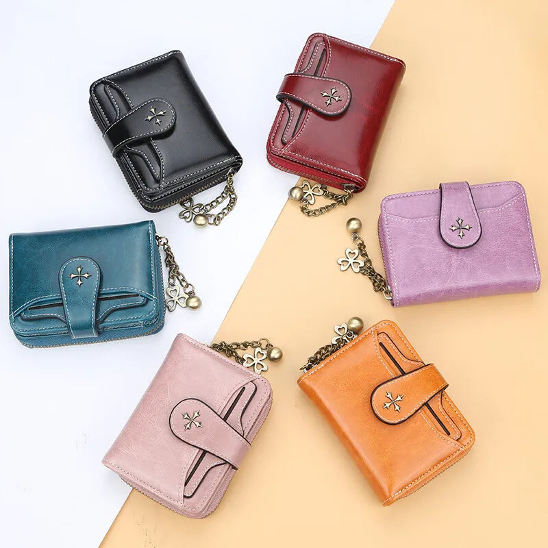 Fashion Women's Wallets Short PU Leather Credit Card Holder Bifold Female Purse Zipper Pocket Wallet Handbag Mother's Day Gifts