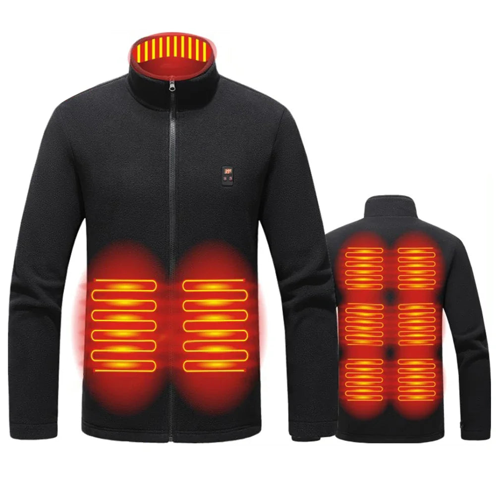 9 Heated Area Heated Jacket USB Charging Heated Zip Up Coat Waterproof Heating Jackets Coat 3 Gear Temperature for Hiking Skiing