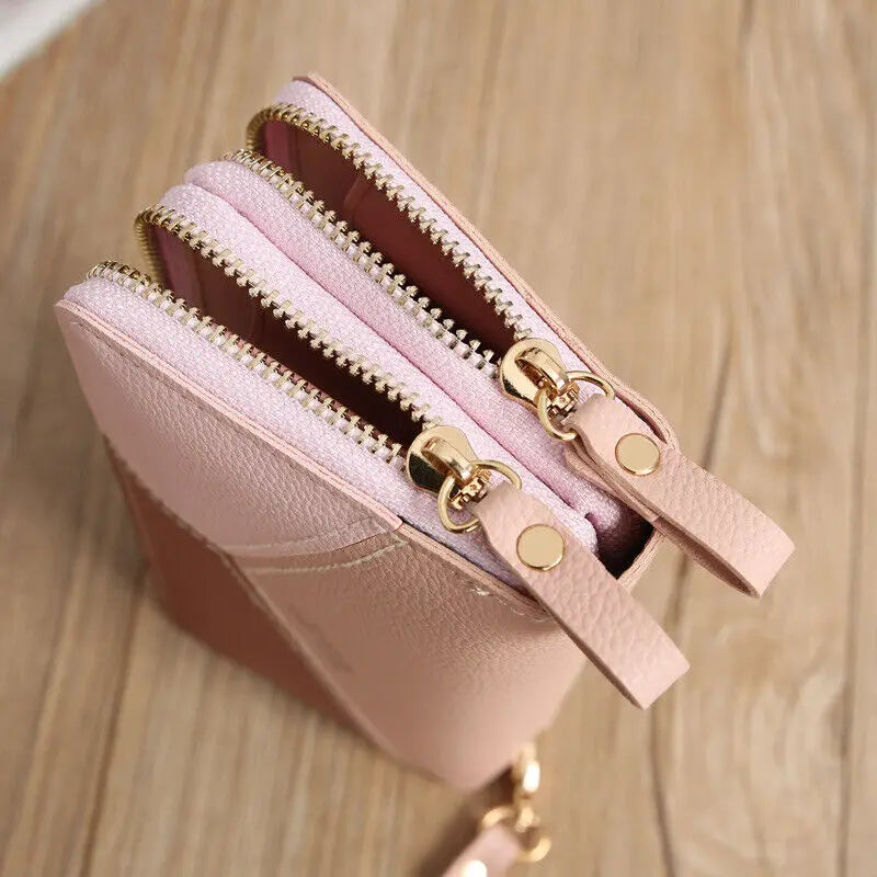Women's Wallets Double Zipper Coin Purse Ladies Long Clutch Handbags Credit Cards Holder PU Leather Phone Bag Large Capacity