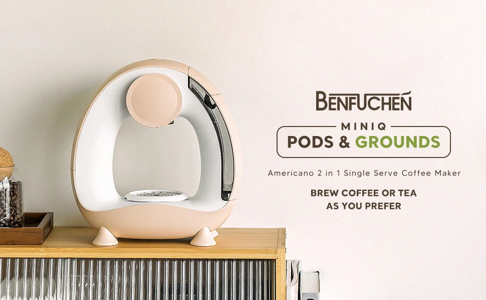 Single Serve Coffee Maker For KCup & Ground Coffee, MINI Q Americano 2 in 1 Mini One Cup Coffee Brewer/Tea Maker With Coffee Fil