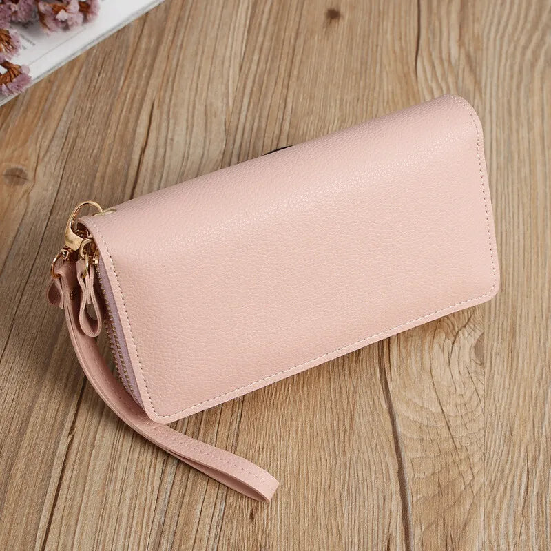 Women's Wallets Double Zipper Coin Purse Ladies Long Clutch Handbags Credit Cards Holder PU Leather Phone Bag Large Capacity