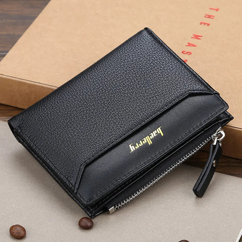 Man's Leather Coin Wallet Foldable Zipper Purse Multi-card Slot Credit Wallet Business Wallet Credit Card Holder Purse Gift