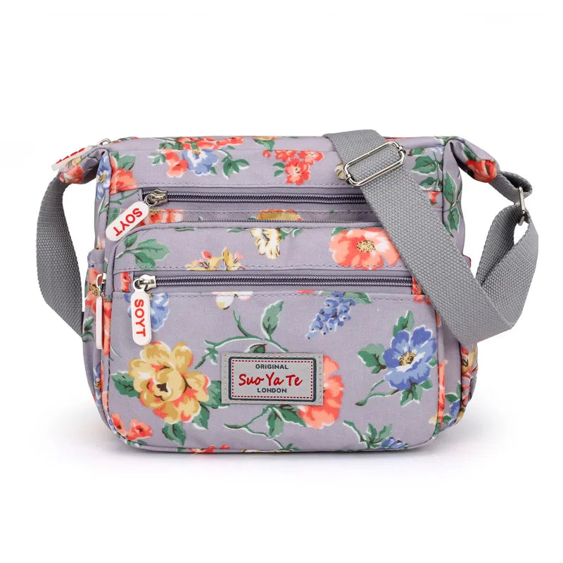 Fashion Multi-Pocket Crossbody Handbags Floral Pattern Female Shoulder Bag for Shopping Messenger Bags Waterproof Crossbody Bag
