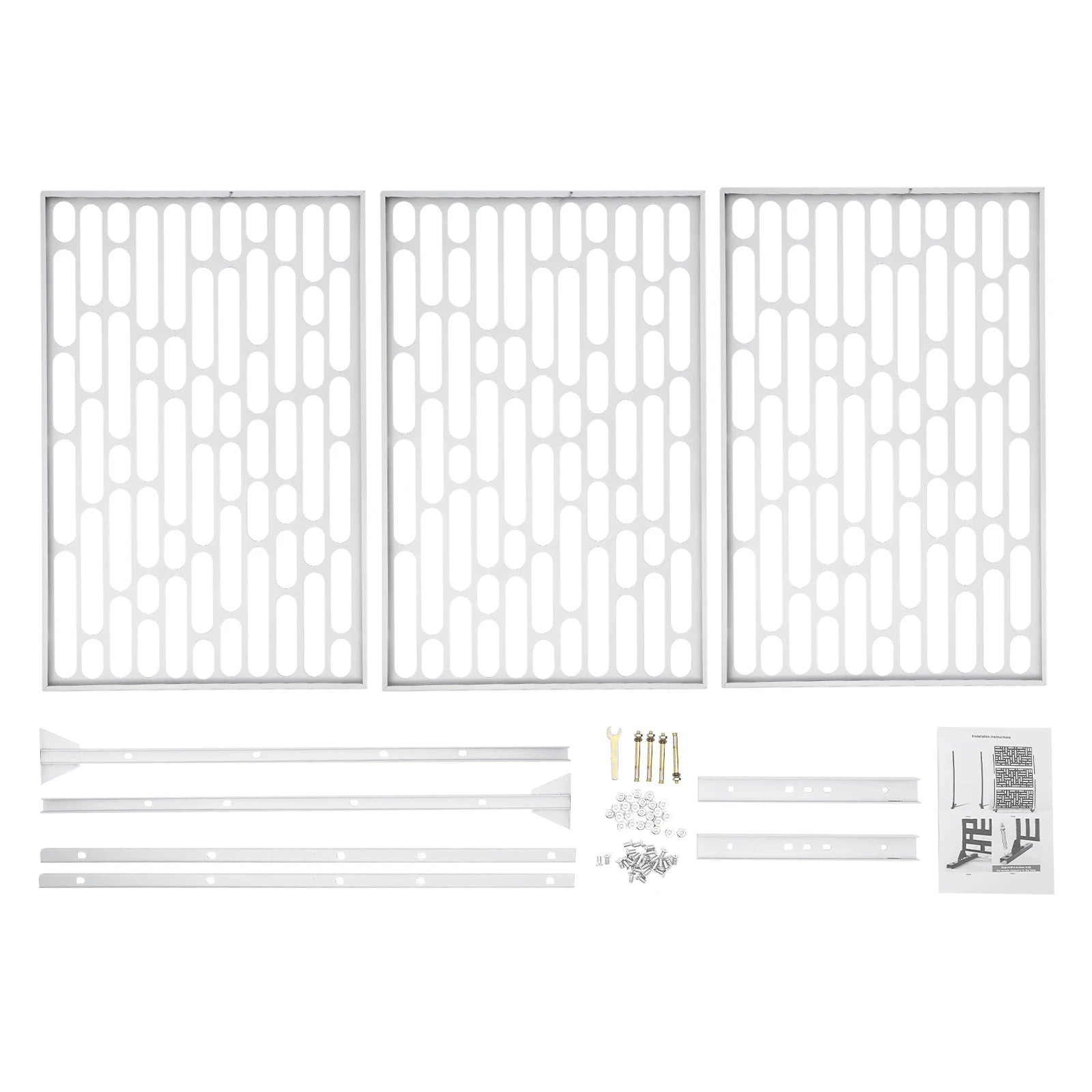 90*40*190cm Outdoor Privacy Fence Screen, White Outdoor Decorative Panels, Freestanding Privacy Screen Fence Panels