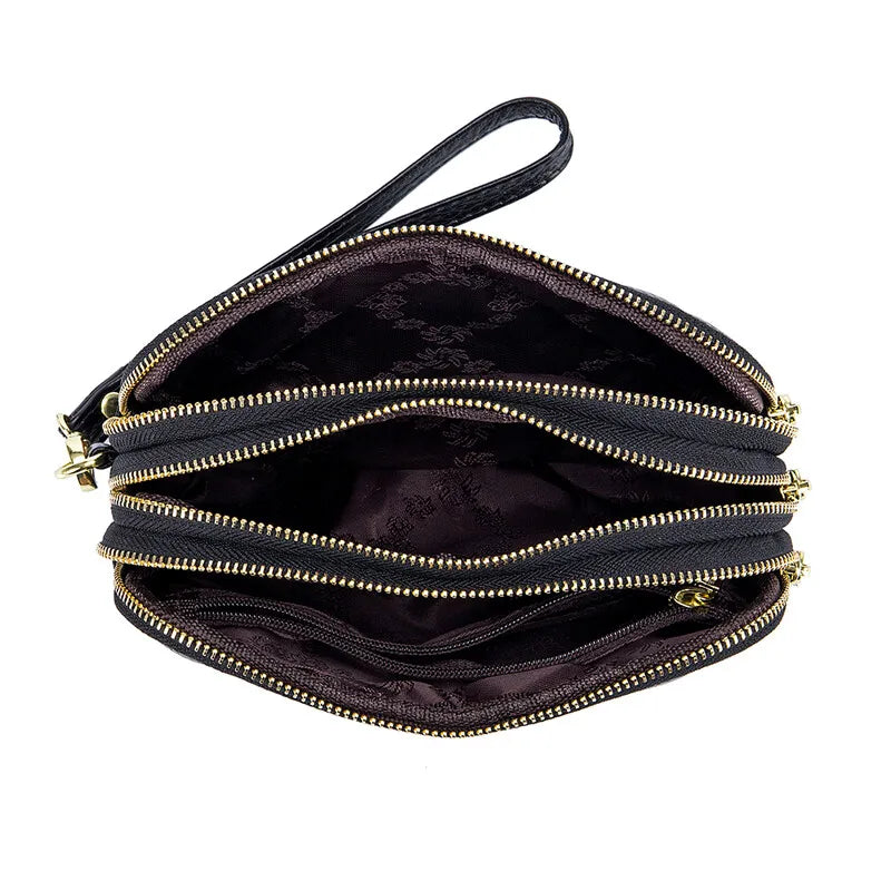 Women Long Wallet Genuine Leather Card Holder Large Capacity Zipper Coin Purse Multi Card Organizer Phone Bag Women Handbag