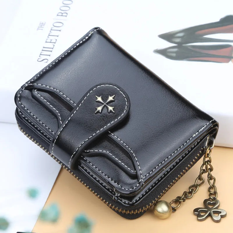 Fashion Women's Wallets Short PU Leather Credit Card Holder Bifold Female Purse Zipper Pocket Wallet Handbag Mother's Day Gifts