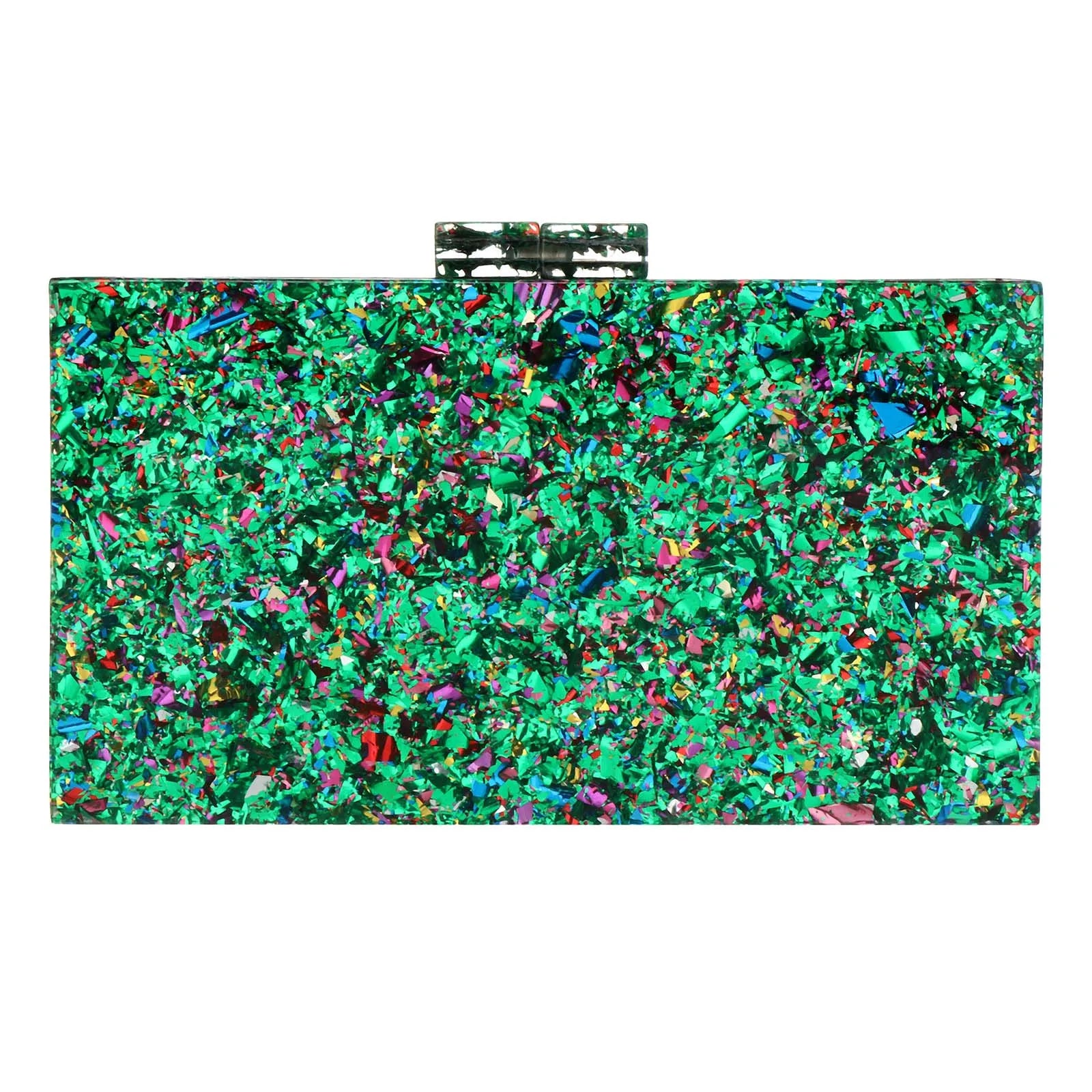 Women Acrylic Handbags Rectangle Multicolor Geometric Trend Designed Bags Chain Crossbody Bag Evening Banquet Party Clutch Bag